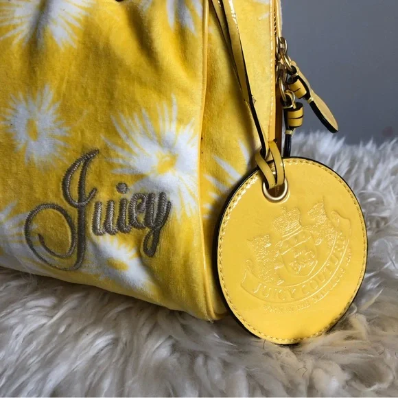 Vintage Juicy Couture Y2K Daisy Velour Patent Trim Handbag